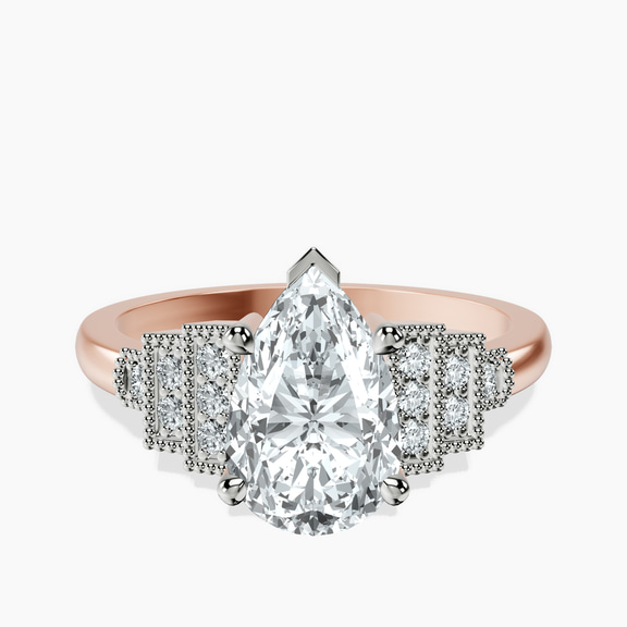 9ct Rose Gold Joy Tapering Side Stone Lab Diamond Ring front image