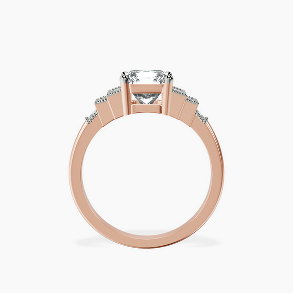 9ct Rose Gold Joy Tapering Side Stone Lab Diamond Ring side right image one