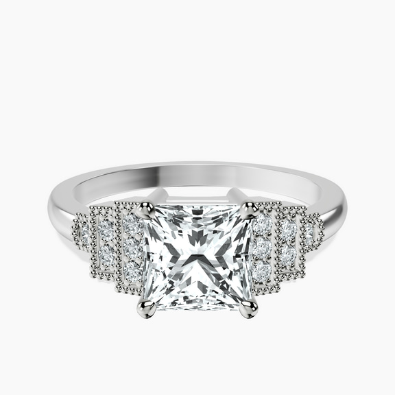 Platinum Joy Tapering Side Stone Lab Diamond Ring front image