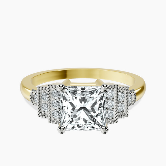 10kt Yellow Gold Joy Tapering Side Stone Lab Diamond Ring front image