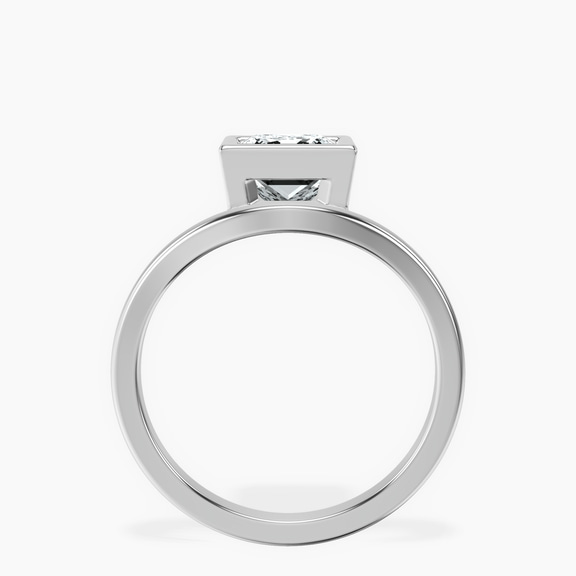 18kt White Gold Bezel Crest Solitaire Lab Diamond Ring side right image one
