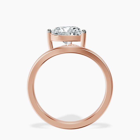 10kt Rose Gold Crest Four Prong Solitaire Lab Diamond Ring side right image one