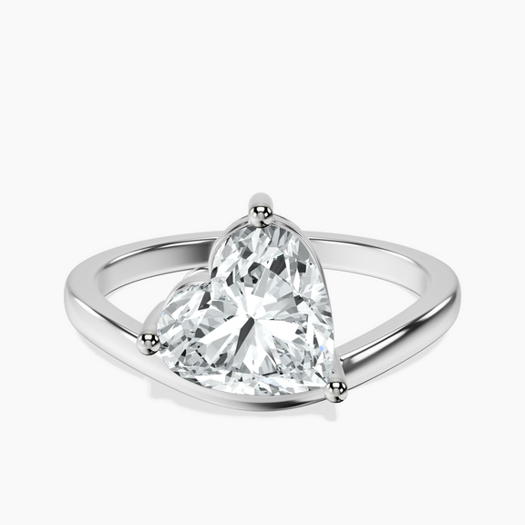 10kt White Gold Crest Four Prong Solitaire Lab Diamond Ring front image
