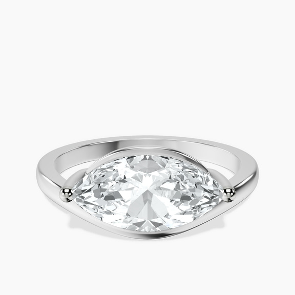 9ct White Gold Crest Four Prong Solitaire Lab Diamond Ring front image