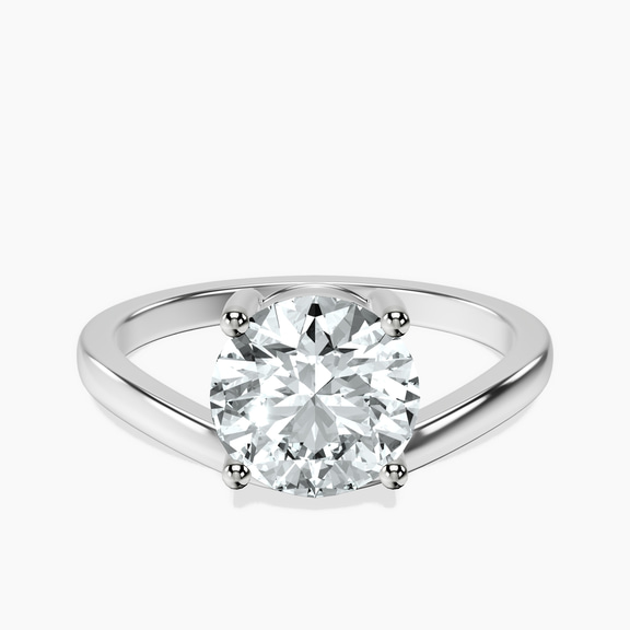 18kt White Gold Crest Four Prong Solitaire Lab Diamond Ring front image