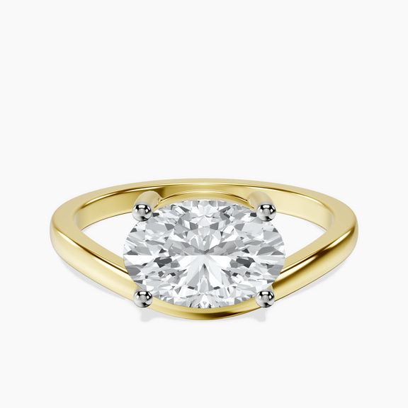 10kt Yellow Gold Crest Four Prong Solitaire Lab Diamond Ring front image