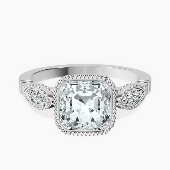 14ct White Gold Everly Vintage Bezel Lab Diamond Ring front image