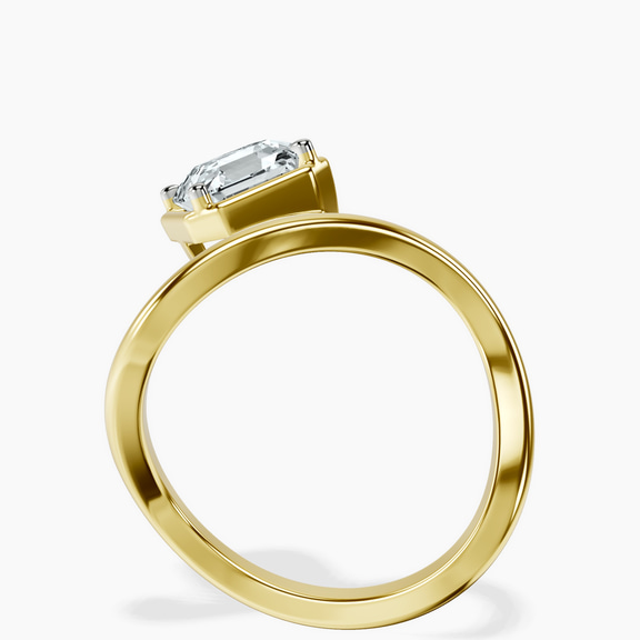 14ct Yellow Gold Infinity Crest Four Prong Solitaire Lab Diamond Ring side right image one