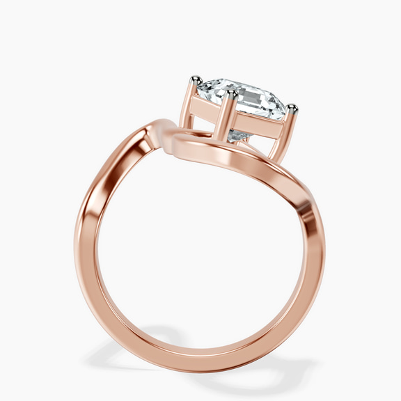9ct Rose Gold Crest Sculpt Four Prong Solitaire Lab Diamond Ring side right image one