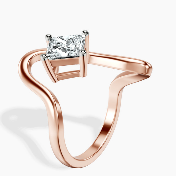 9ct Rose Gold Crest Sculpt Four Prong Solitaire Lab Diamond Ring standing product image one