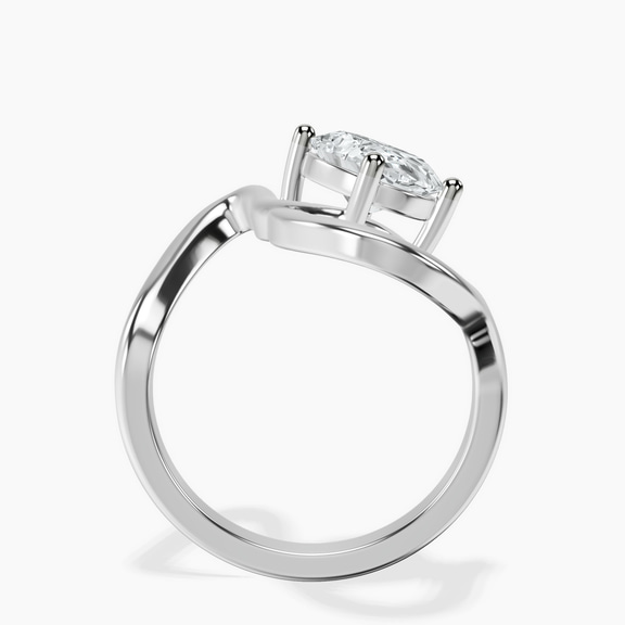 Platinum Crest Sculpt Four Prong Solitaire Lab Diamond Ring side right image one