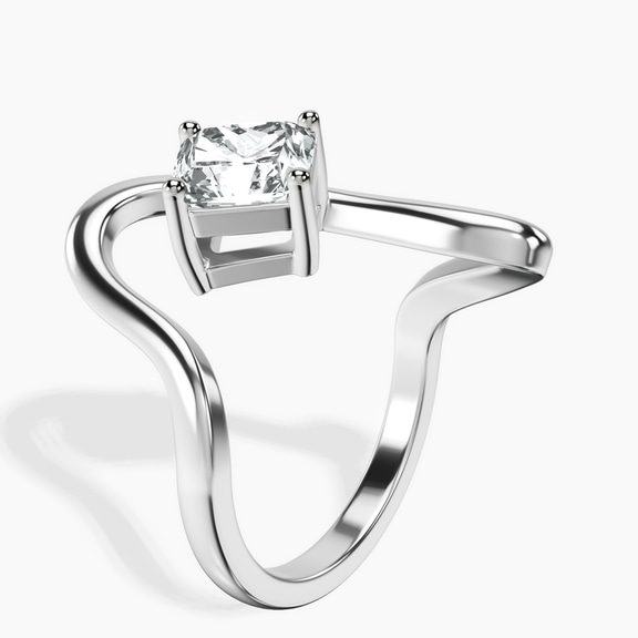 14kt White Gold Crest Sculpt Four Prong Solitaire Lab Diamond Ring standing product image one
