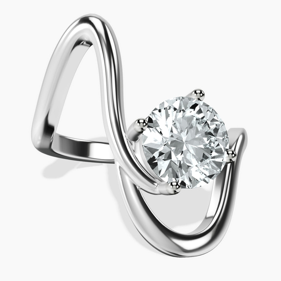 Platinum Crest Sculpt Four Prong Solitaire Lab Diamond Ring front image