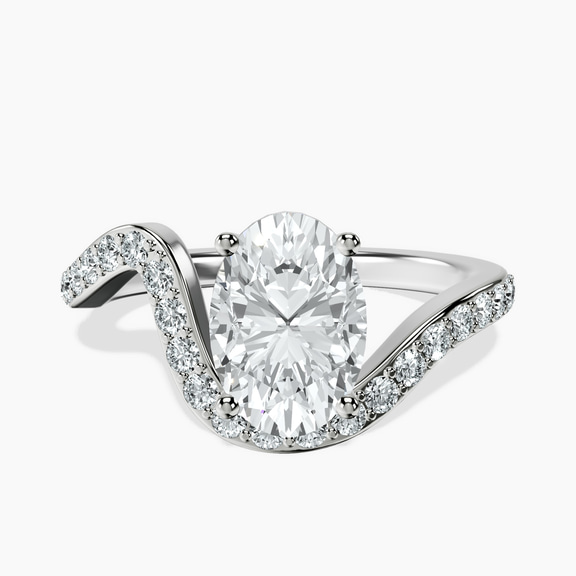 Platinum Aria Crest Half Pave Lab Diamond Ring front image