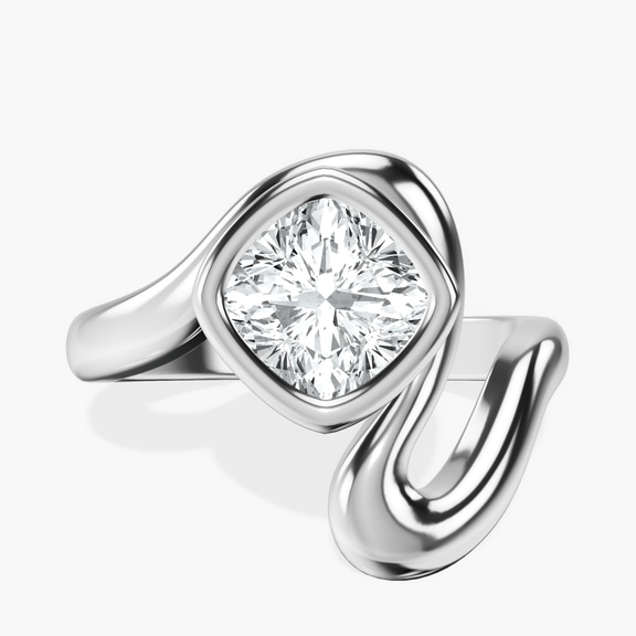 14kt White Gold Vera Bezel Crest Lab Diamond Ring front image