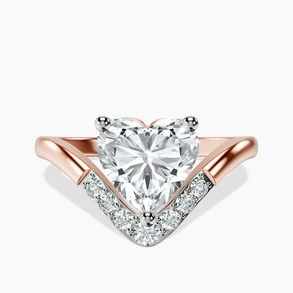 9ct Rose Gold Curved Crest Lab Diamond Ring front image