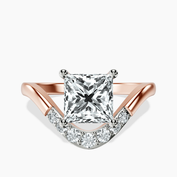 18ct Rose Gold Curved Crest Lab Diamond Ring front image