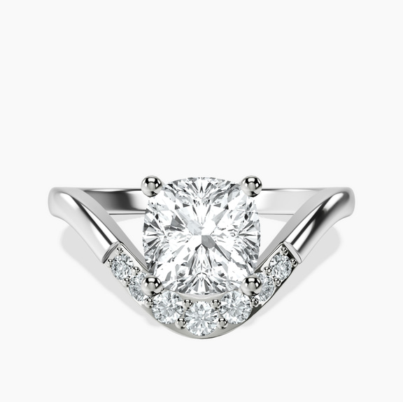 10kt White Gold Curved Crest Lab Diamond Ring front image