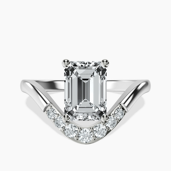 Platinum Curved Crest Lab Diamond Ring front image