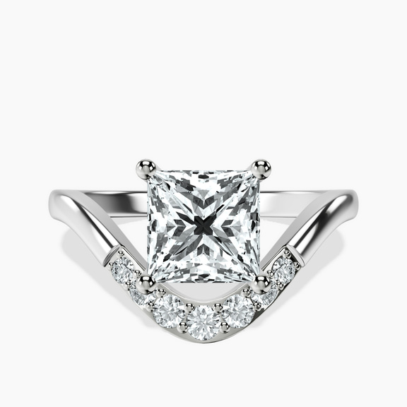 10kt White Gold Curved Crest Lab Diamond Ring front image