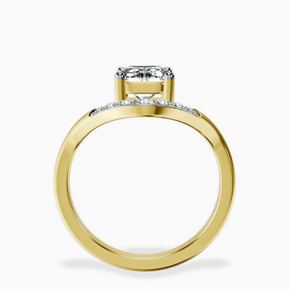 10kt Yellow Gold Curved Crest Lab Diamond Ring side right image one