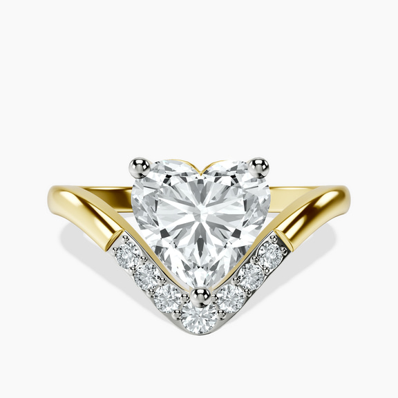 14ct Yellow Gold Curved Crest Lab Diamond Ring front image
