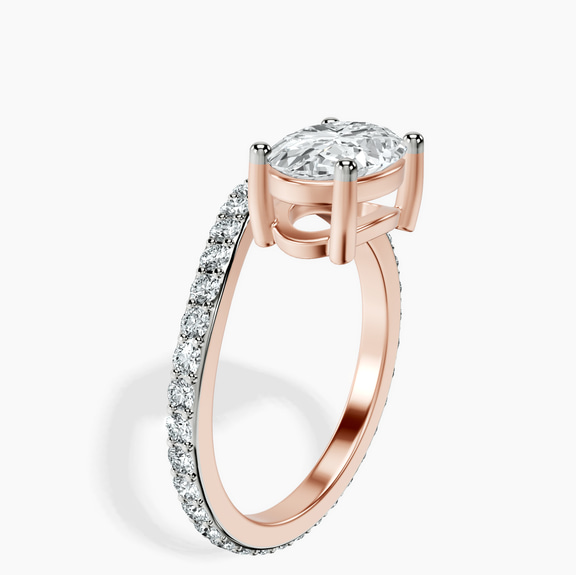 14kt Rose Gold Pave Crest Lab Diamond Ring standing product image one