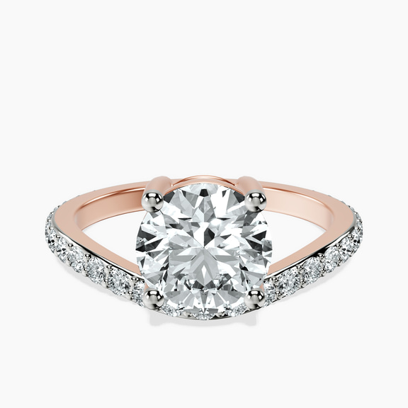 10kt Rose Gold Pave Crest Lab Diamond Ring front image