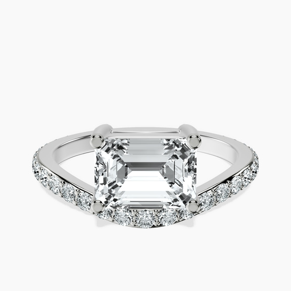 Platinum Pave Crest Lab Diamond Ring front image