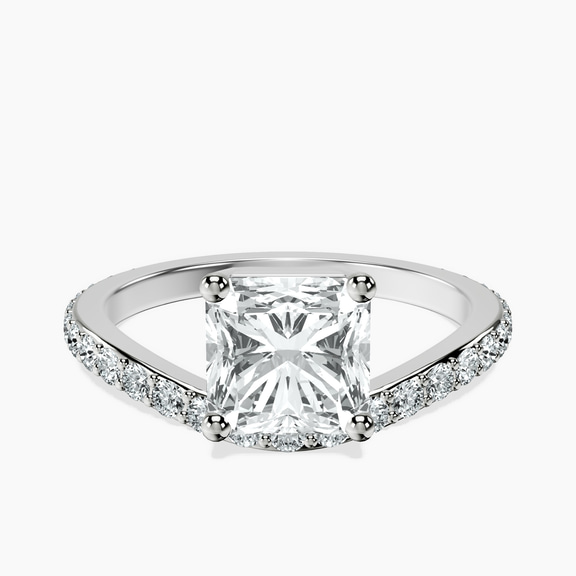 Platinum Pave Crest Lab Diamond Ring front image