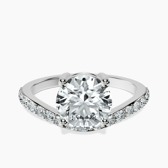 Platinum Half Pave Crest Lab Diamond Ring front image