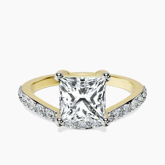 9ct Yellow Gold Half Pave Crest Lab Diamond Ring front image