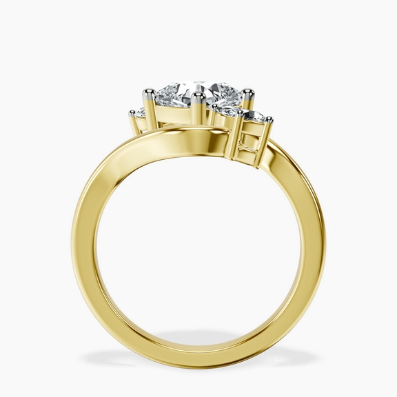 14ct Yellow Gold Three Stone Crest Lab Diamond Ring side right image one