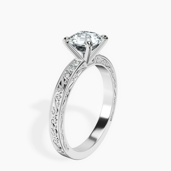 Platinum Antique Allure Vintage Lab Diamond Ring standing product image one