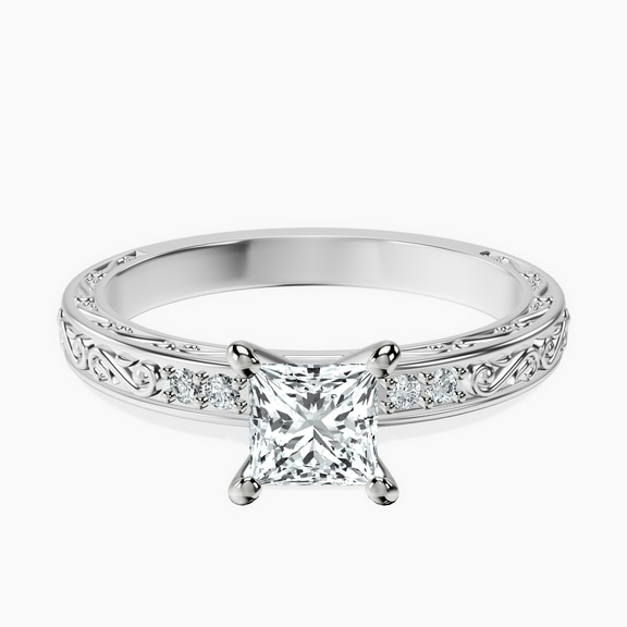 Platinum Antique Allure Vintage Lab Diamond Ring front image