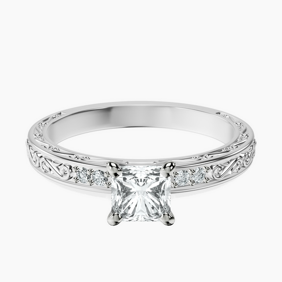 Platinum Antique Allure Vintage Lab Diamond Ring front image