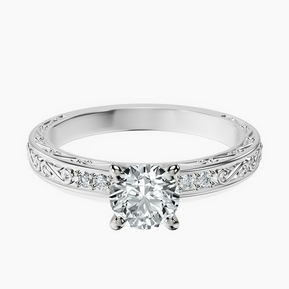 10kt White Gold Antique Allure Vintage Lab Diamond Ring front image