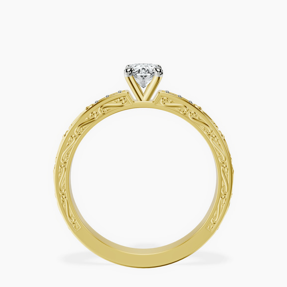 14kt Yellow Gold Antique Allure Vintage Lab Diamond Ring side right image one