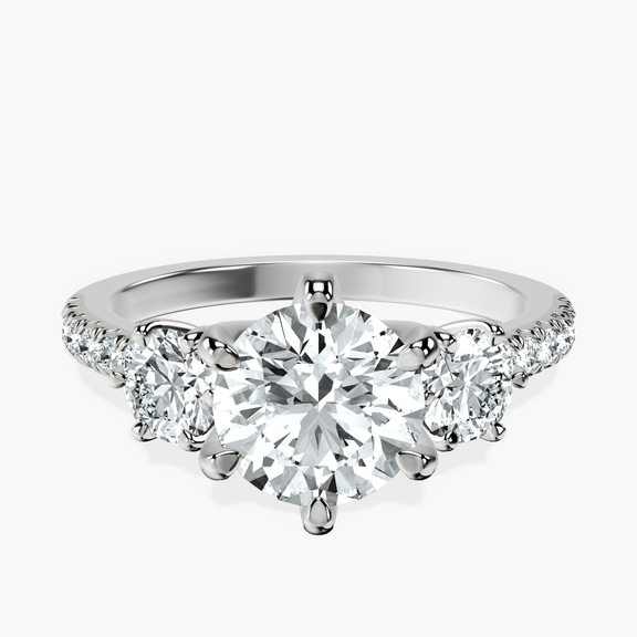18ct White Gold Tiara Three stone Lab Diamond Ring front image