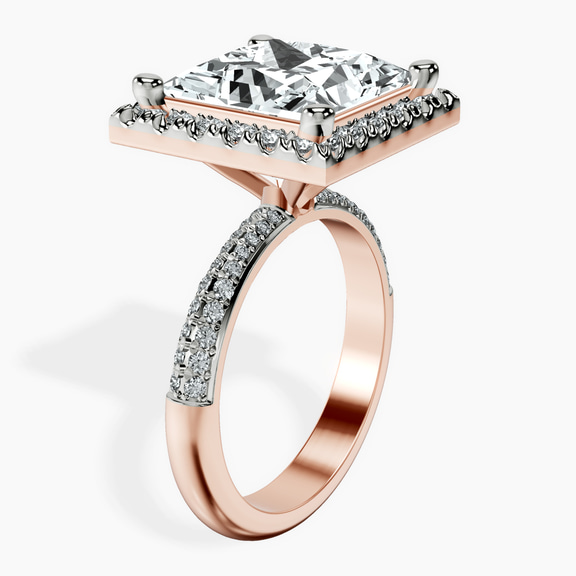 14kt Rose Gold Kathrine Halo Lab Diamond Ring standing product image one