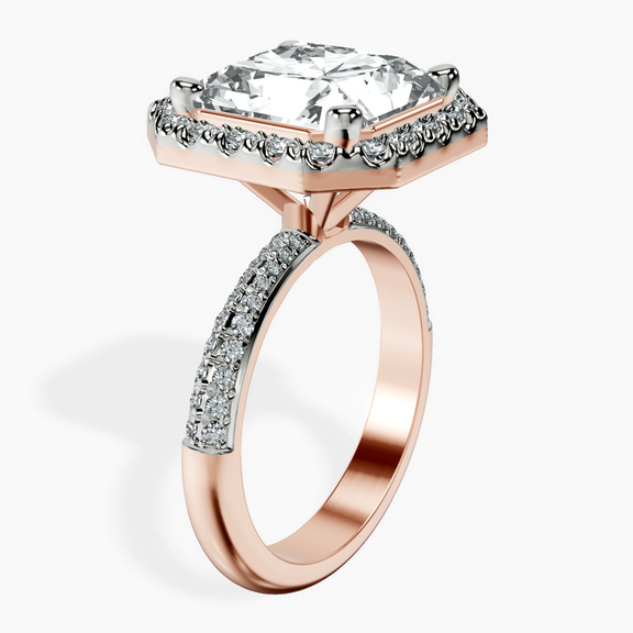 14kt Rose Gold Kathrine Halo Lab Diamond Ring standing product image one