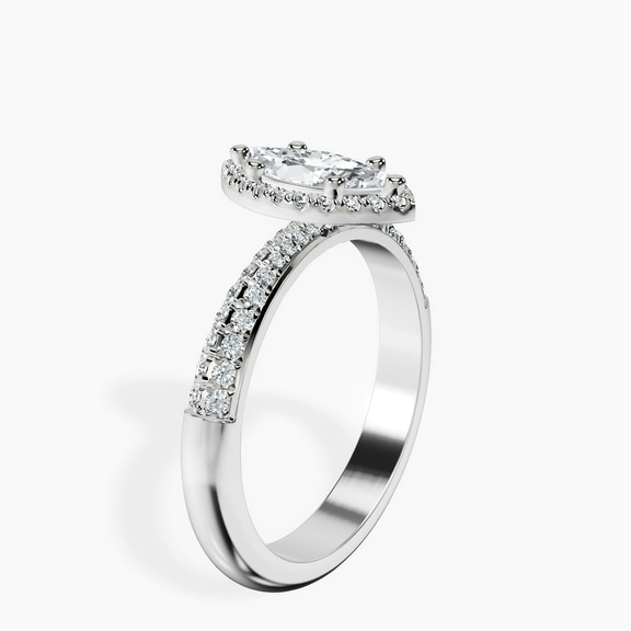 10kt White Gold Kathrine Halo Lab Diamond Ring standing product image one