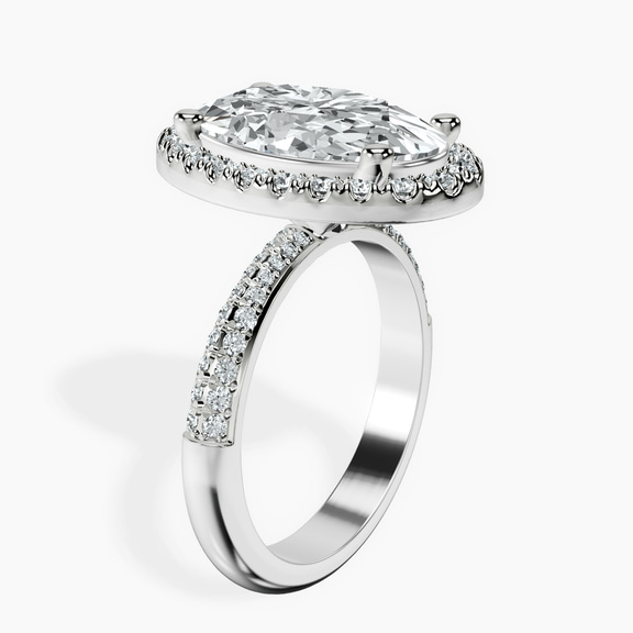 10kt White Gold Kathrine Halo Lab Diamond Ring standing product image one
