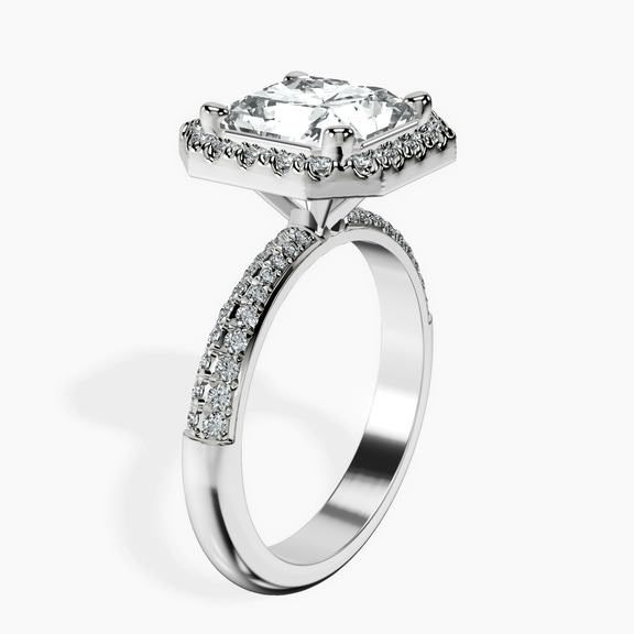 10kt White Gold Kathrine Halo Lab Diamond Ring standing product image one