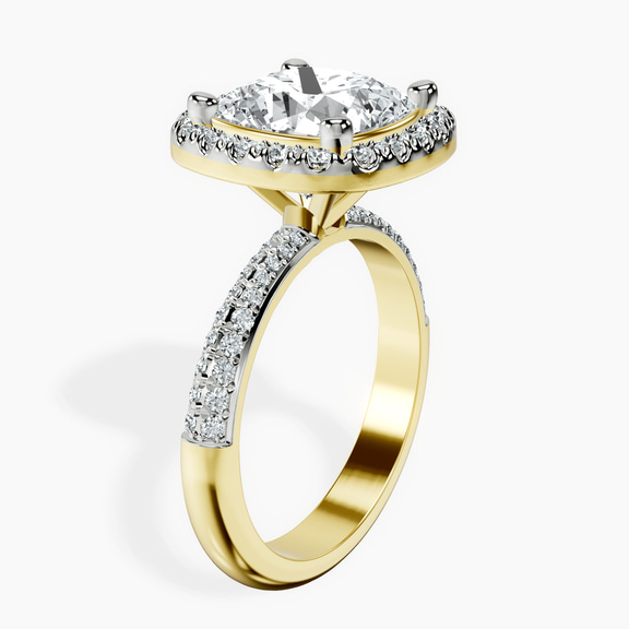 18kt Yellow Gold Kathrine Halo Lab Diamond Ring standing product image one