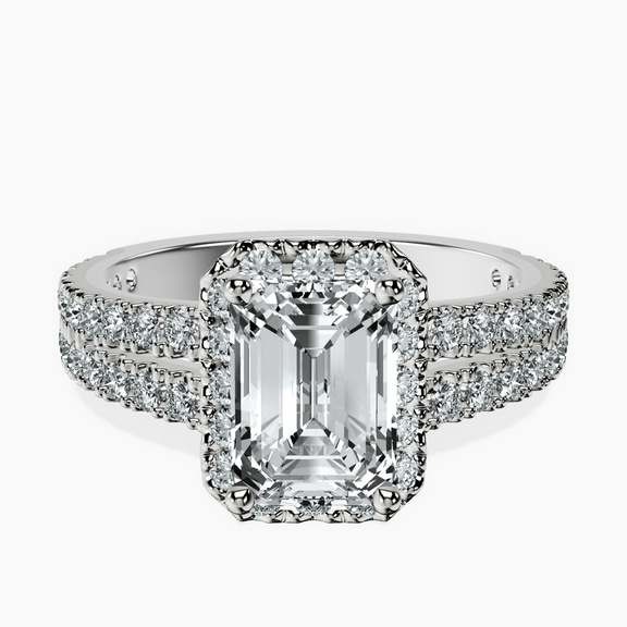 Platinum Luna Split Shank Halo Lab Diamond Ring front image