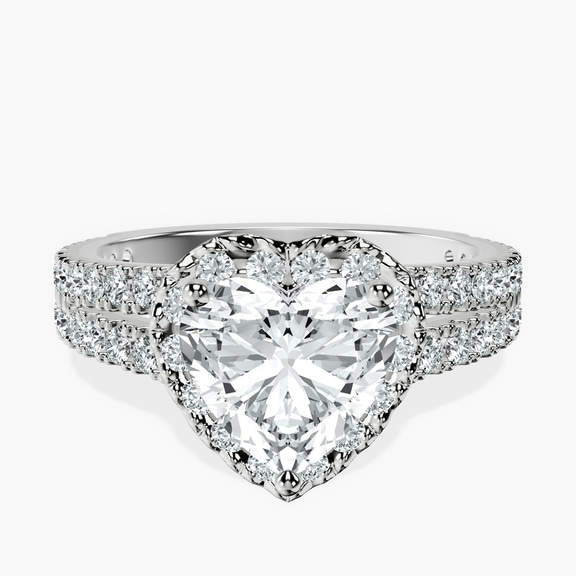 10kt White Gold Luna Split Shank Halo Lab Diamond Ring front image