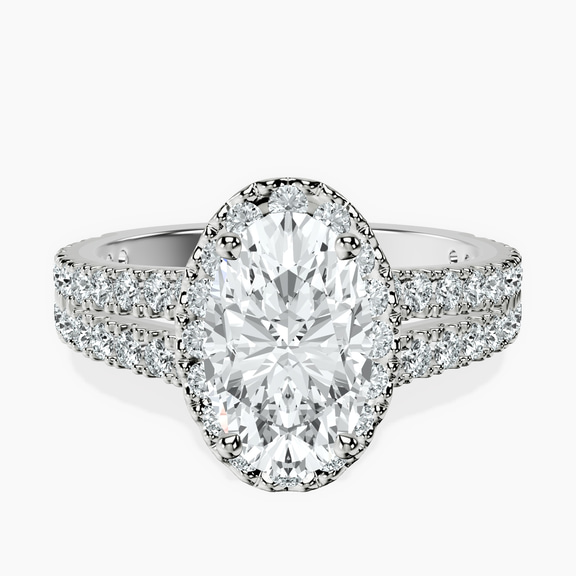 Platinum Luna Split Shank Halo Lab Diamond Ring front image