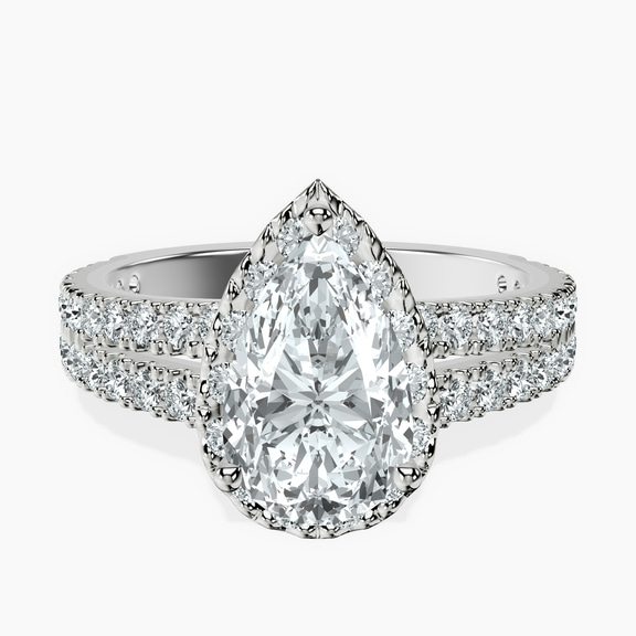 14kt White Gold Luna Split Shank Halo Lab Diamond Ring front image