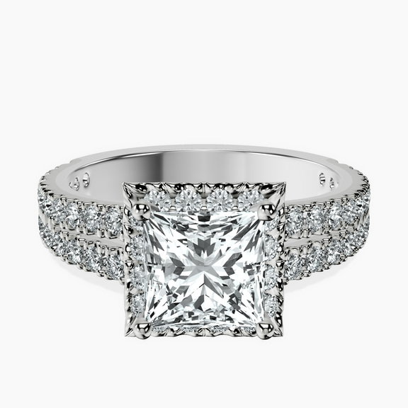 10kt White Gold Luna Split Shank Halo Lab Diamond Ring front image